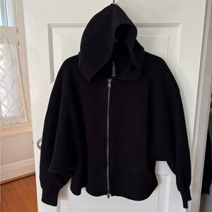 Athleta Black Chunky Full Zip Hoodie Crop Sweater Size XL